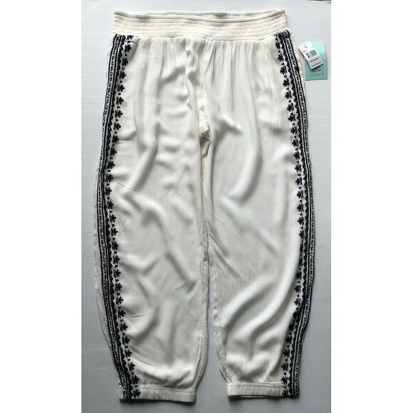 RipCurl Women's White Surfwear Oceana Embroidered Beach Pants GPAGF7 - Picture 1 of 11